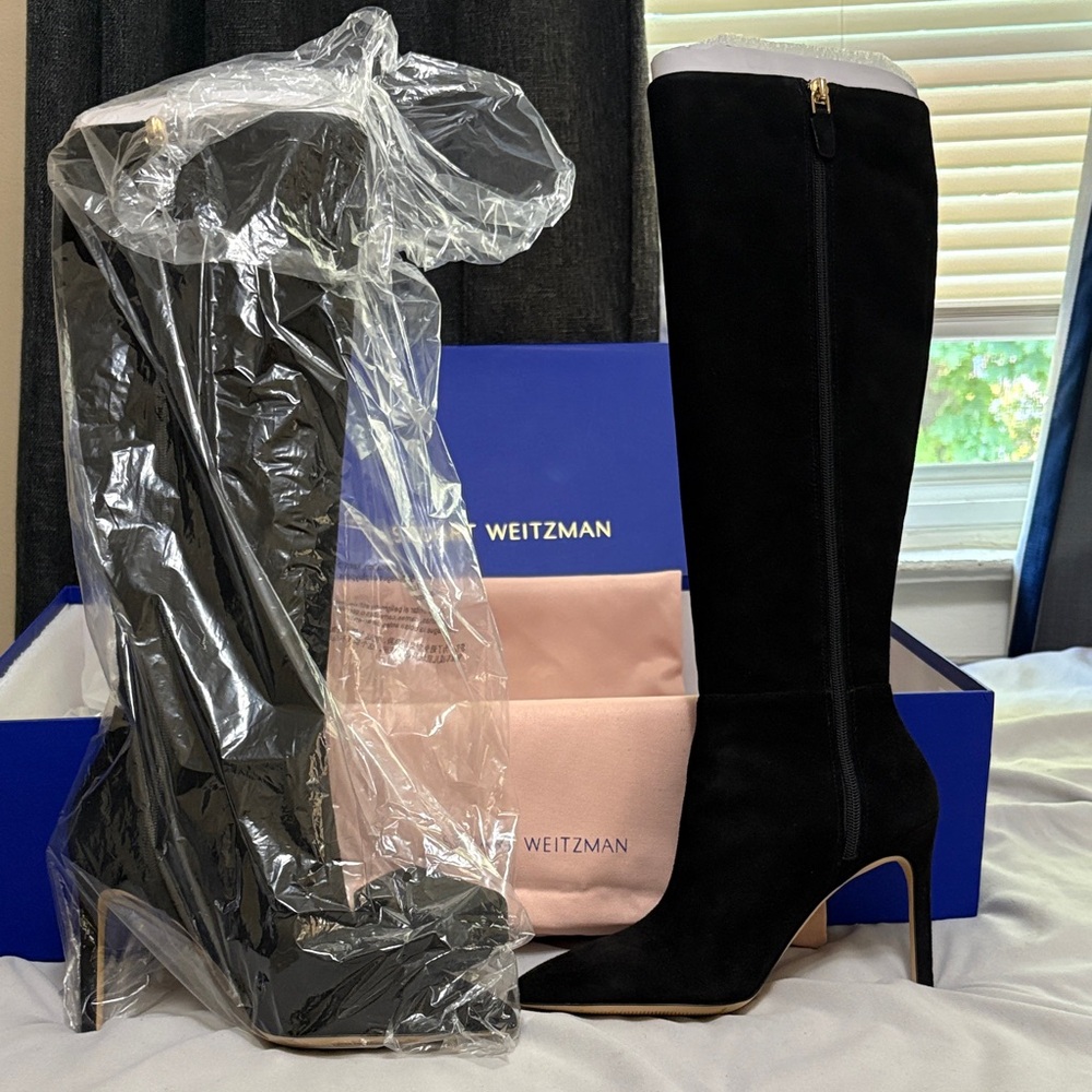 Stuart Weitzman Black Suede Heeled Boots Size 6.5